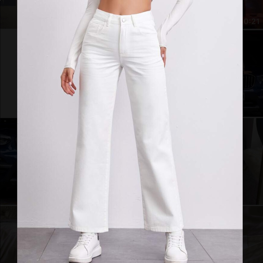 Shein White Wide Leg Jeans (size 26/0)
